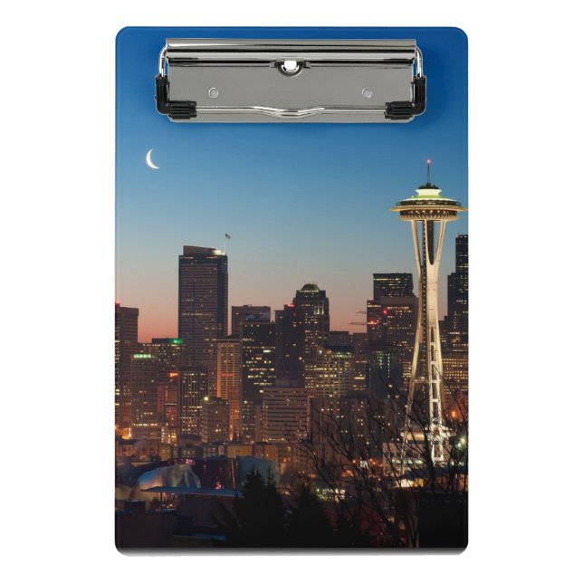 The American flag flies between the rising moon Mini Clipboard (Front)