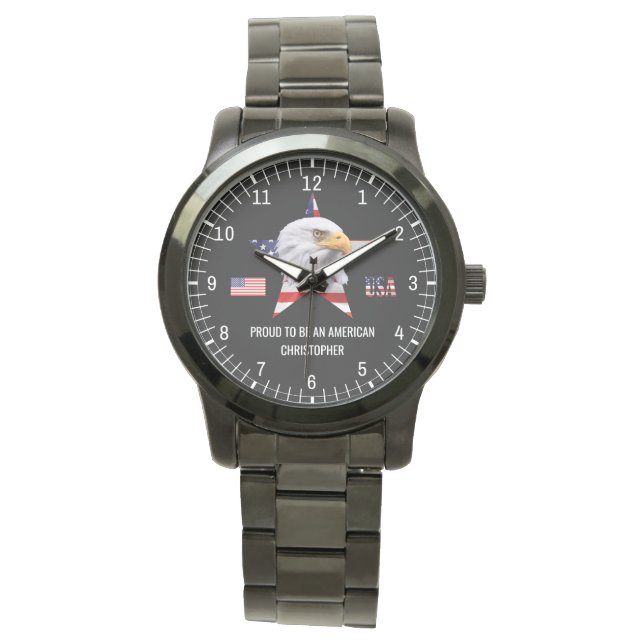 The American Flag, Stunning Eagle Patriotic Watch (Front)