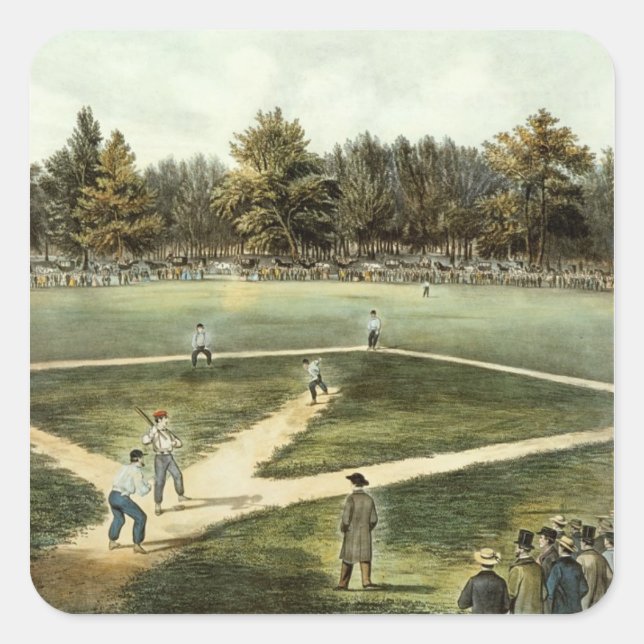 The American National Game of Baseball Square Sticker (Front)