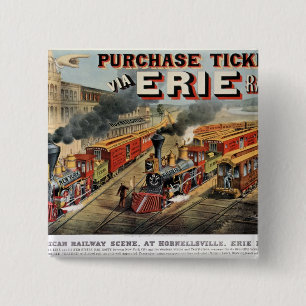 The American Railway Scene at Hornellsville 15 Cm Square Badge