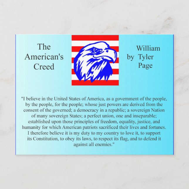 The American's Creed Postcard (Front)