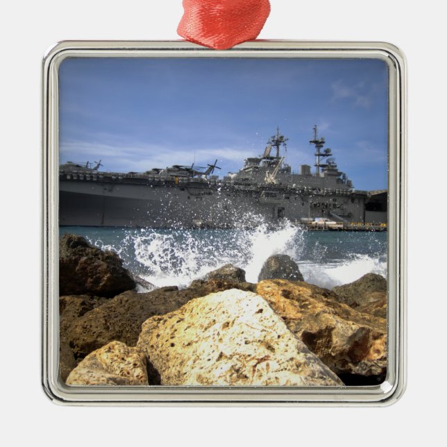 The amphibious assault ship USS Kearsarge Metal Tree Decoration (Front)