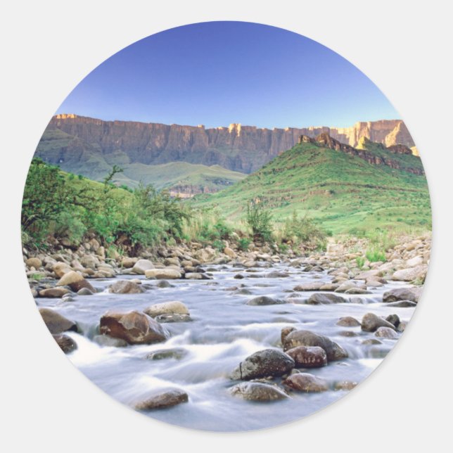 The Amphitheatre And Tugela River In Drakensberg Classic Round Sticker (Front)