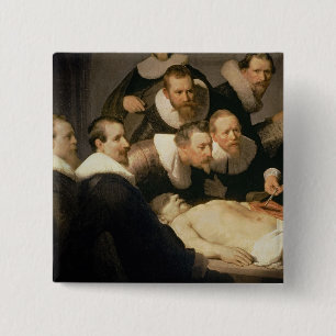 The Anatomy Lesson of Dr. Nicolaes Tulp, 1632 15 Cm Square Badge