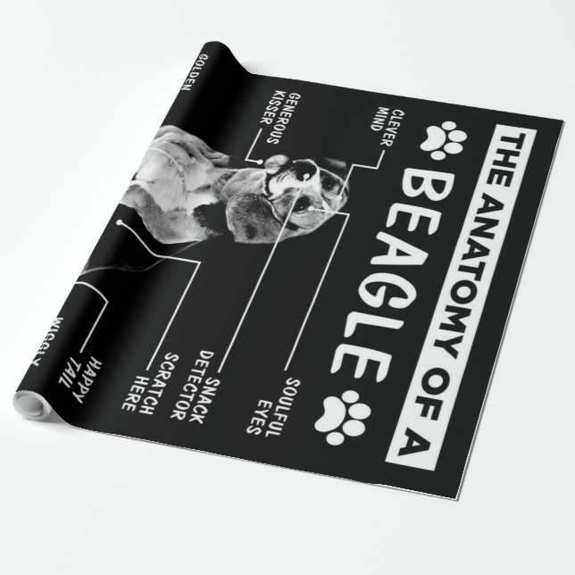 The Anatomy Of A Beagle Dog Wrapping Paper (Unrolled)