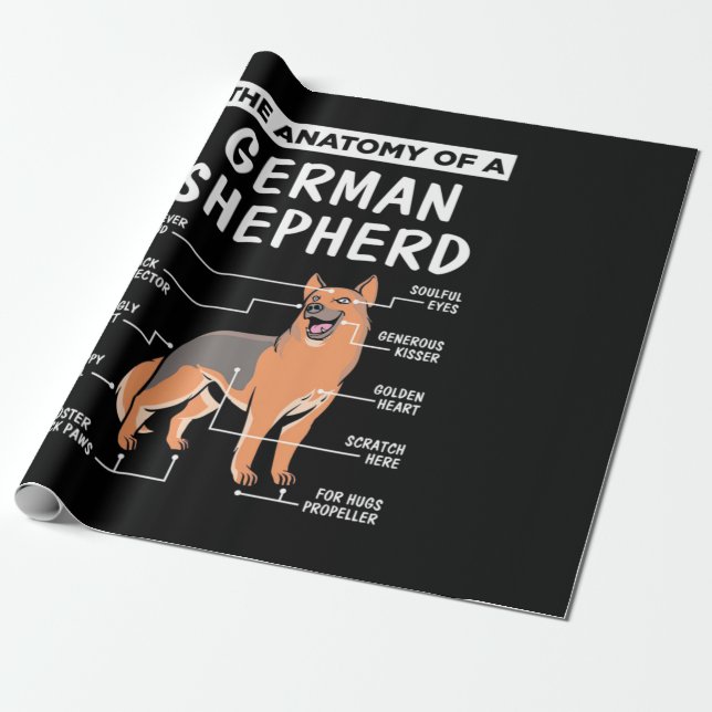 The Anatomy Of A German Shepherd Wrapping Paper (Unrolled)