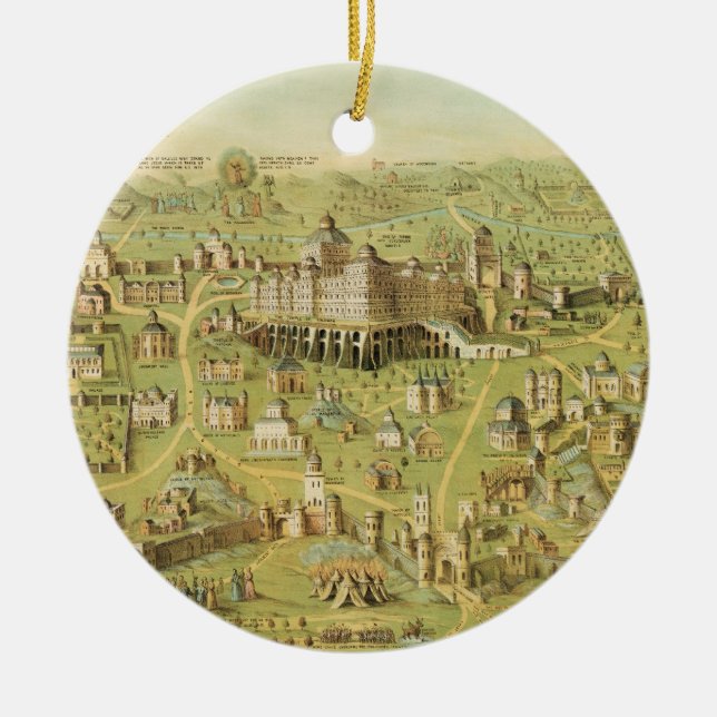 The Ancient City of Jerusalem & Solomon's Temple Ceramic Tree Decoration (Front)