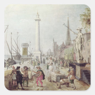 The Ancient Port of Antwerp Square Sticker