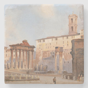 The Ancient Roman Forum (by Ippolito Caffi) Stone Coaster