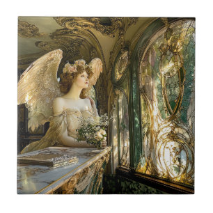 The Angel in the Stained Glass of Light Tile