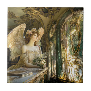 The Angel in the Stained Glass of Light Tile