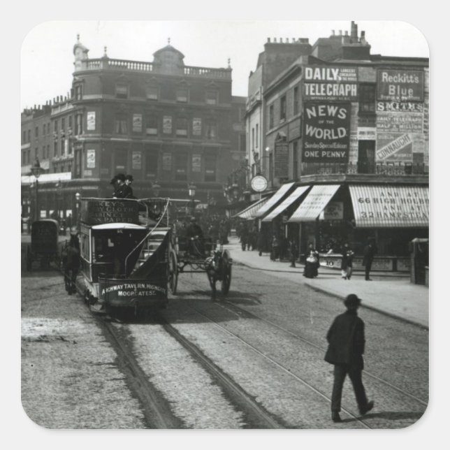 The Angel, Islington, London, c.1890 Square Sticker (Front)