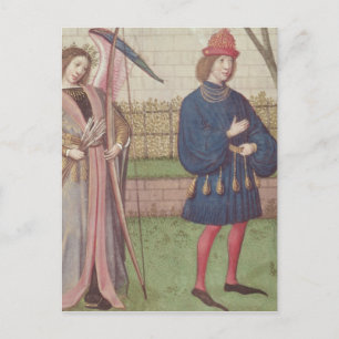 The Angel of Love appearing to a lover in garden Postcard