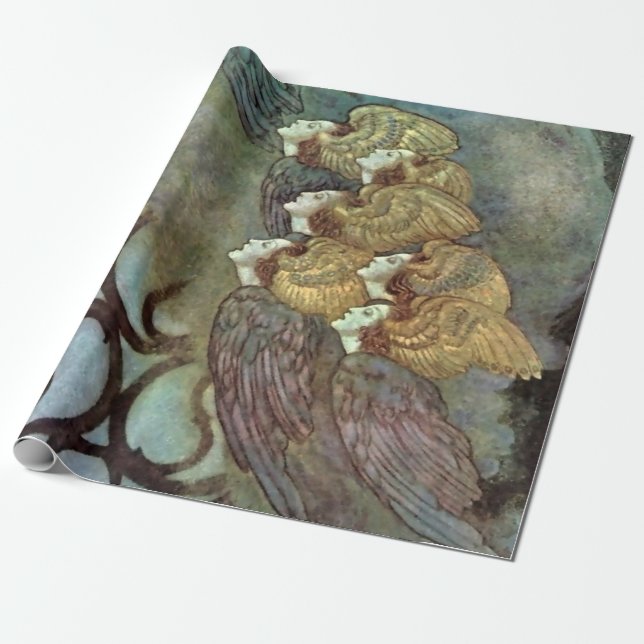 “The Angels” by Edmund Dulac Wrapping Paper (Unrolled)