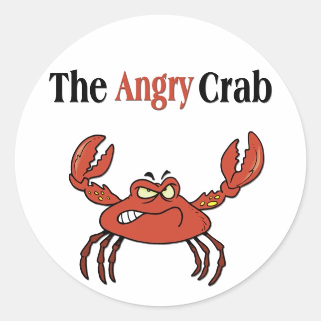 The Angry Crab Classic Round Sticker (Front)