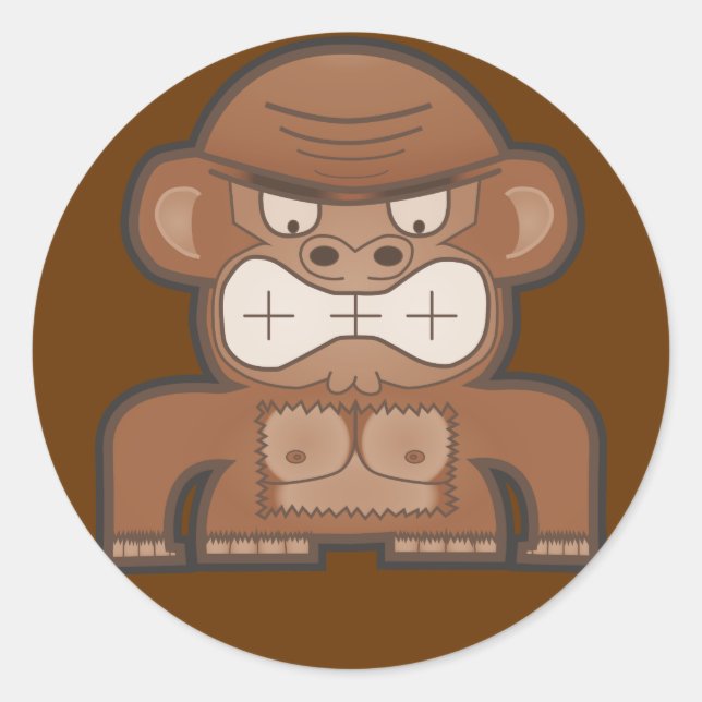The Angry Donkey Monkey - Customisable Background Classic Round Sticker (Front)