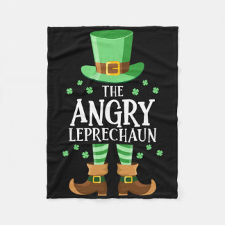 The Angry Leprechaun St Patricks Day Family Matchi Fleece Blanket