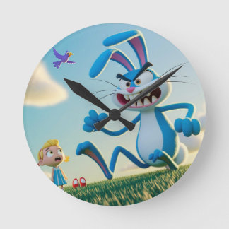 The angry rabbit  round clock