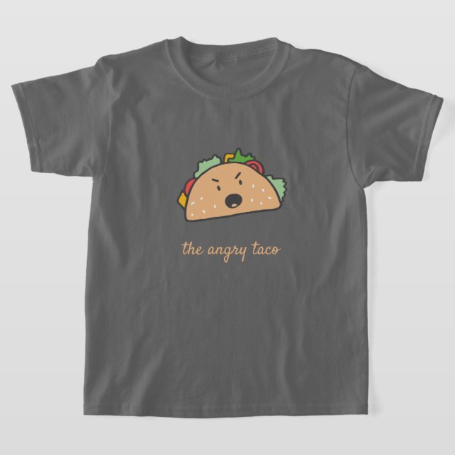 The Angry Taco Customisable Text Mad Taco Emoji T-Shirt (Laydown)