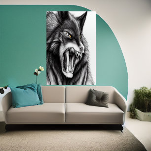The angry wolf AI Art Poster