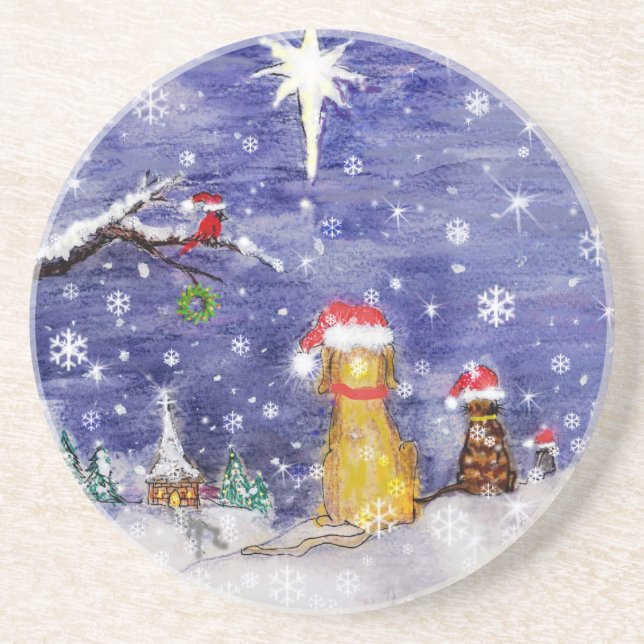 The Animals' Christmas Watercolor Art Coaster (Front)