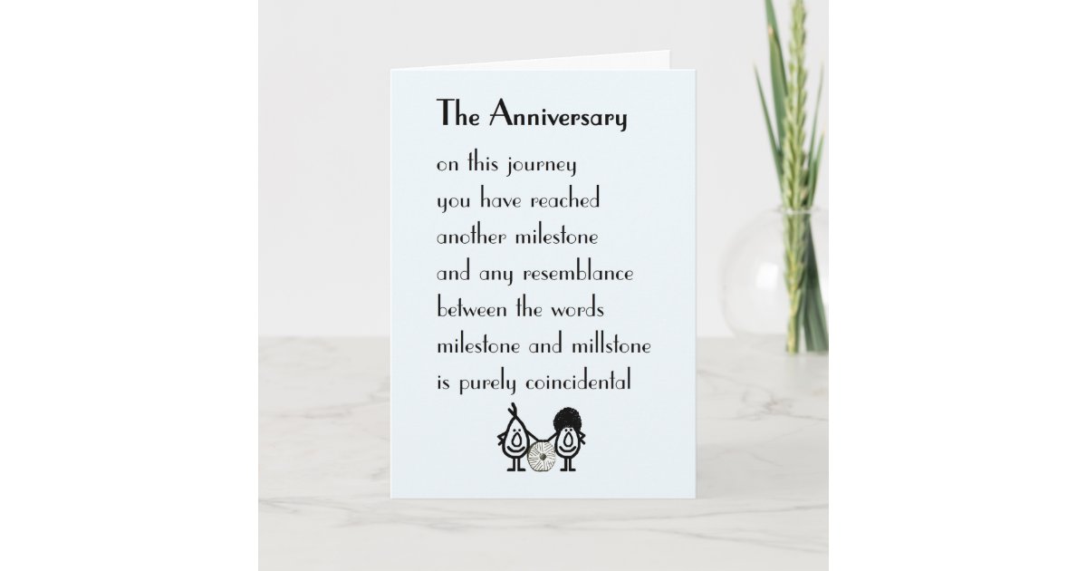 The Anniversary A Funny Wedding Anniversary Poem Card Zazzle Co Nz