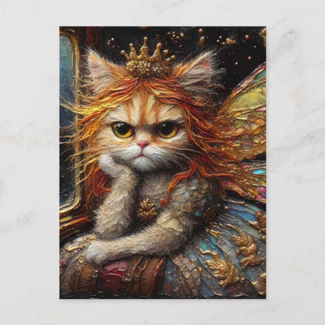 The Annoyed Little Adorable Cat Fairy Postcard (Front)