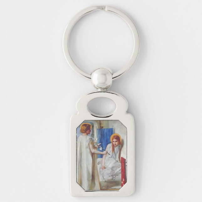 The Annunciation by Dante Gabriel Rossetti Key Ring (Front)