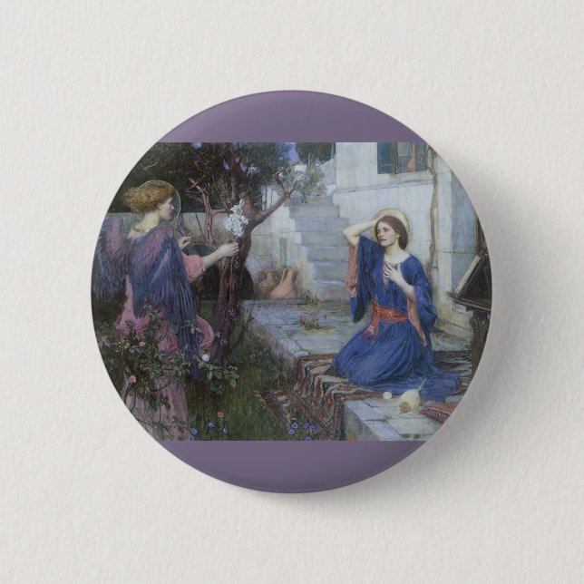 The Annunciation by John William Waterhouse 6 Cm Round Badge (Front)