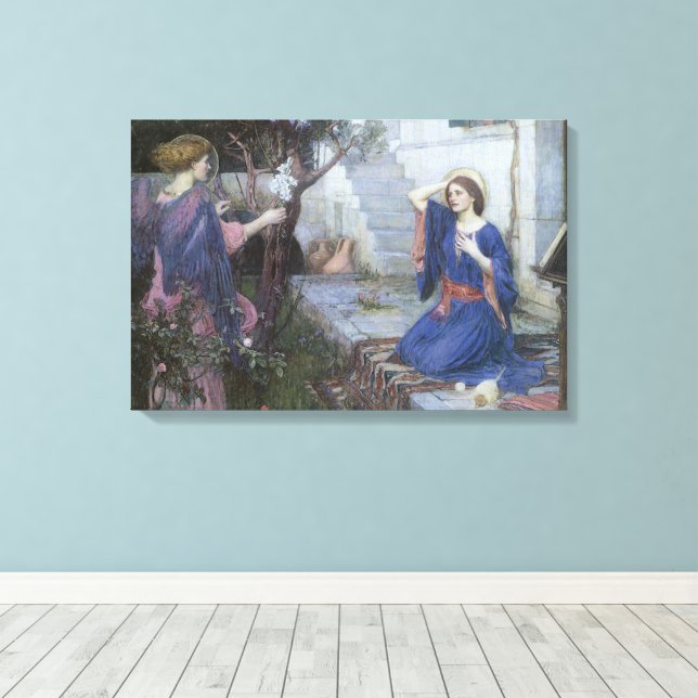 The Annunciation by John William Waterhouse Canvas Print (Insitu(Wood Floor))