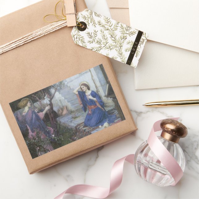 The Annunciation by John William Waterhouse Rectangular Sticker (Gifting)