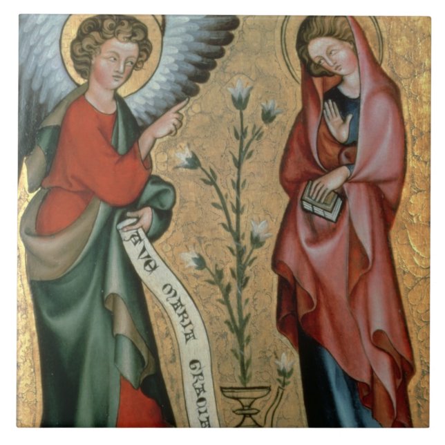 The Annunciation, c.1330 (oil on panel) Tile (Front)