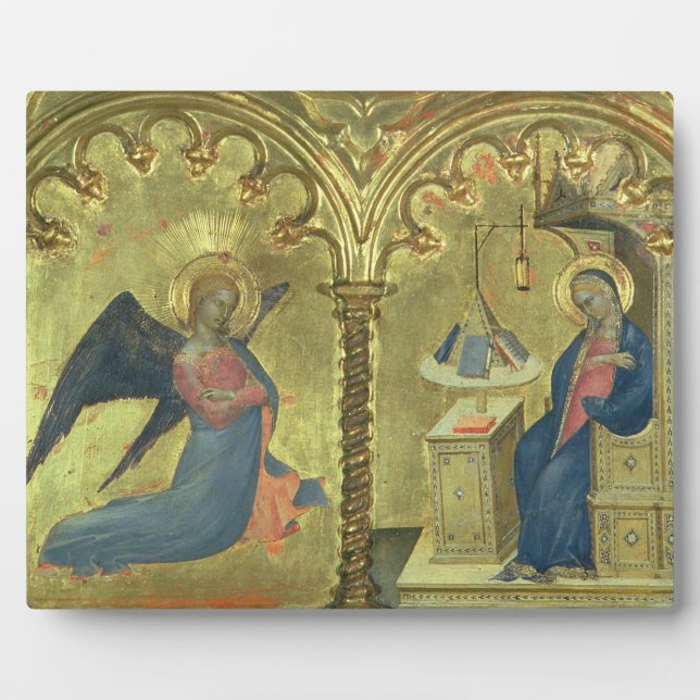 The Annunciation, detail from a polytych depicting Plaque (Front)