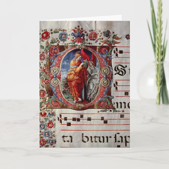The Annunciation, historiated initial 'O' Note Card (Front)