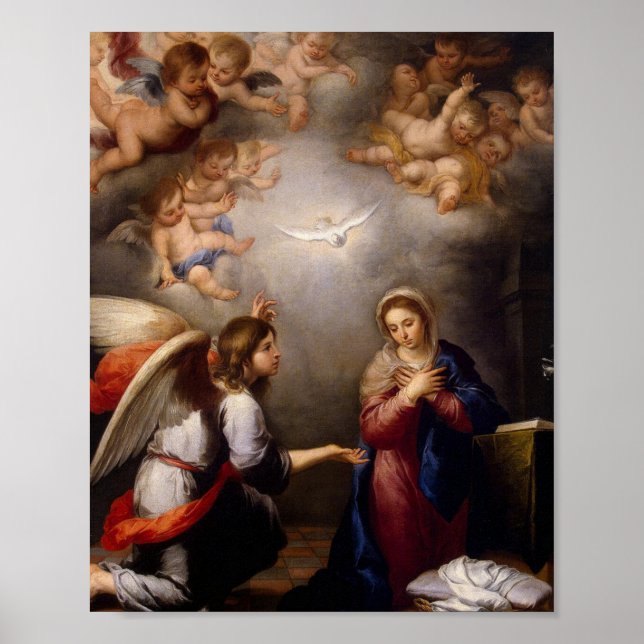 The Annunciation Murillo Of Blessed Virgin Angels Poster (Front)