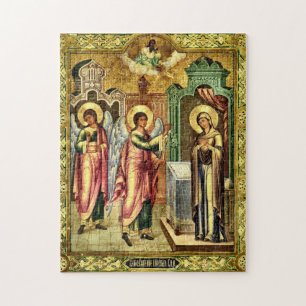The Annunciation with Ornate Gold Frame Icon       Jigsaw Puzzle