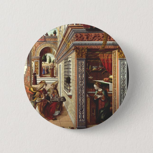 The Annunciation, with Saint Emidius 6 Cm Round Badge (Front)