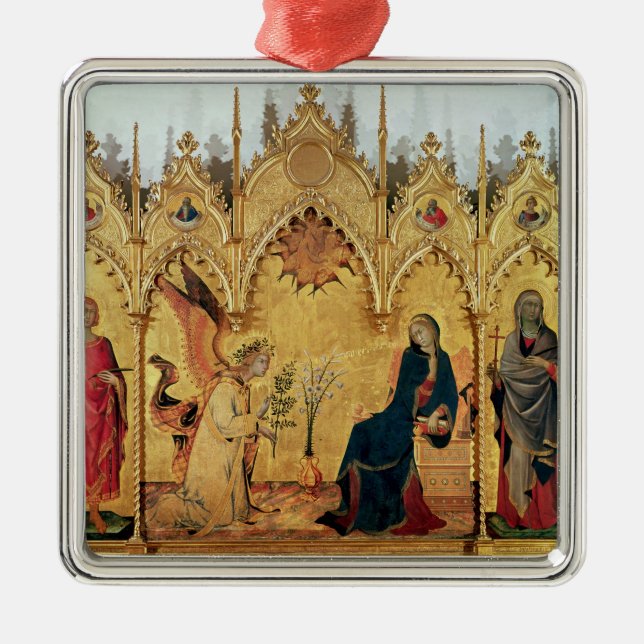 The Annunciation with St. Margaret and St. Metal Tree Decoration (Front)