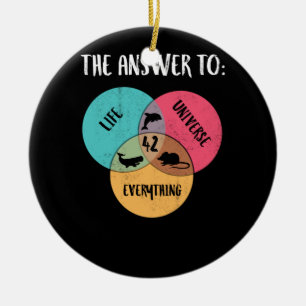 The Answer To Life Universe Everything Dolphin Ceramic Tree Decoration