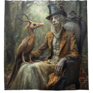 🎩 The Antique Hater – Surrealist Portraiture Shower Curtain