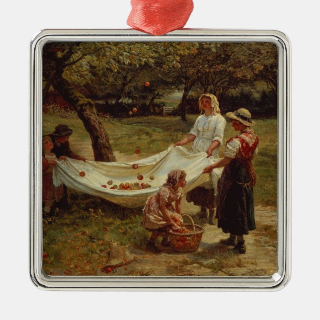 The Apple Gatherers, 1880 Metal Tree Decoration (Front)