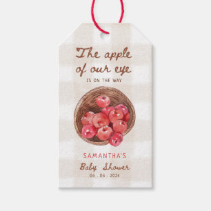 The apple of our eye apple basket baby shower gift tags