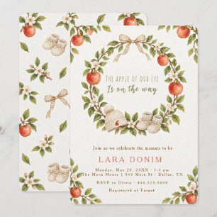 The Apple of our Eye Autumn Fall Baby girl Shower Invitation