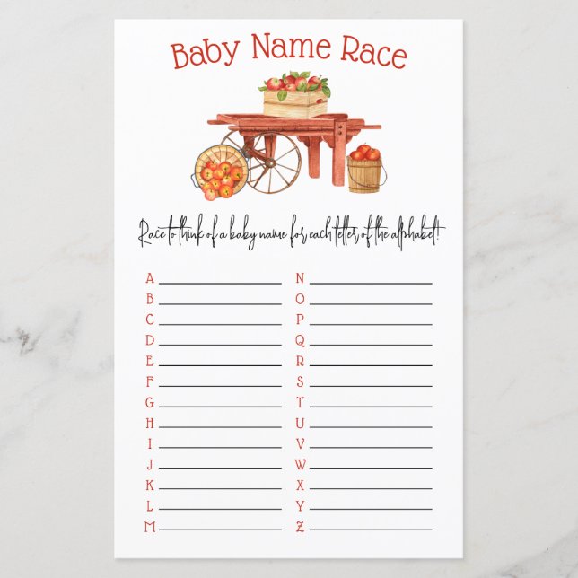 The Apple of our Eye Baby Name Race Shower Game (Front)