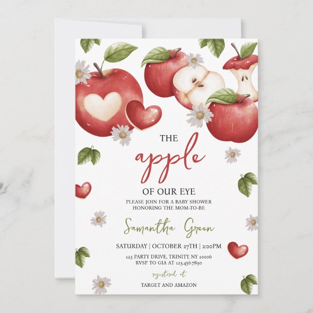 The Apple of Our Eye Baby Shower Invitation (Front)