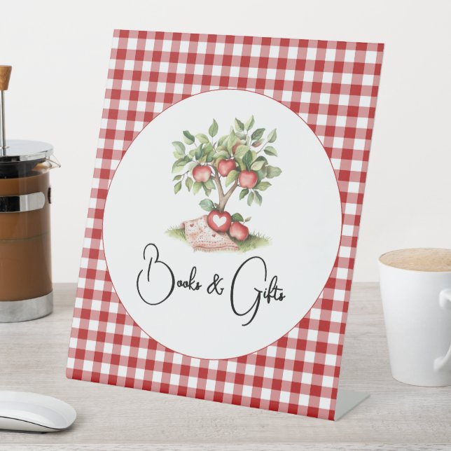 The Apple of our Eye Baby Shower Paper Plate  Pedestal Sign (In SItu)