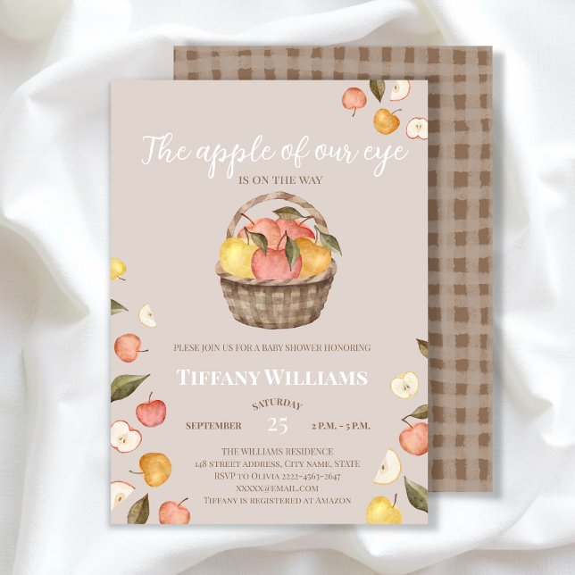 The Apple of Our Eye basket fall Baby Shower Invitation (The apple of our eye autumn fall baby shower rustic invitation )