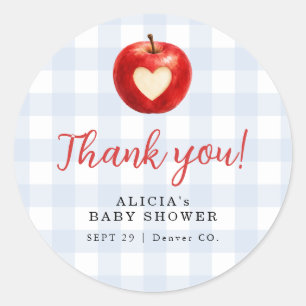 The apple of our eye boy baby shower favour classic round sticker