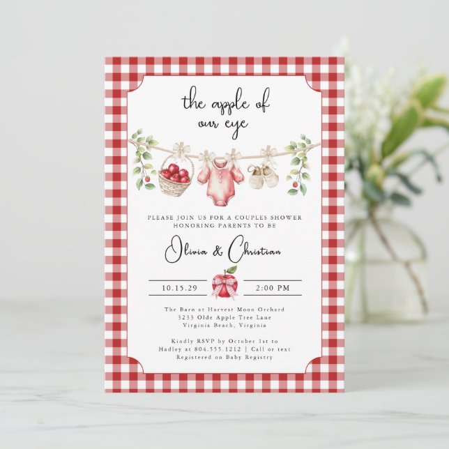 The Apple of Our Eye Couples  Shower Invitation  (Standing Front)