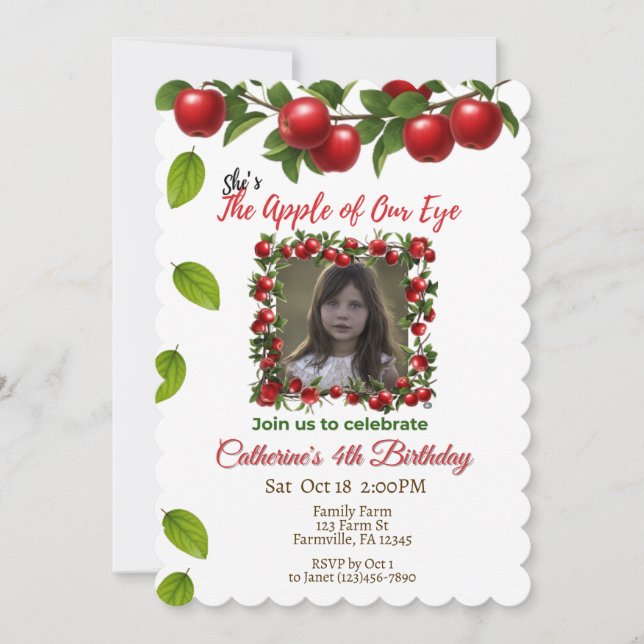 The Apple of Our Eye | Kid's Photo Birthday Invitation (Front)